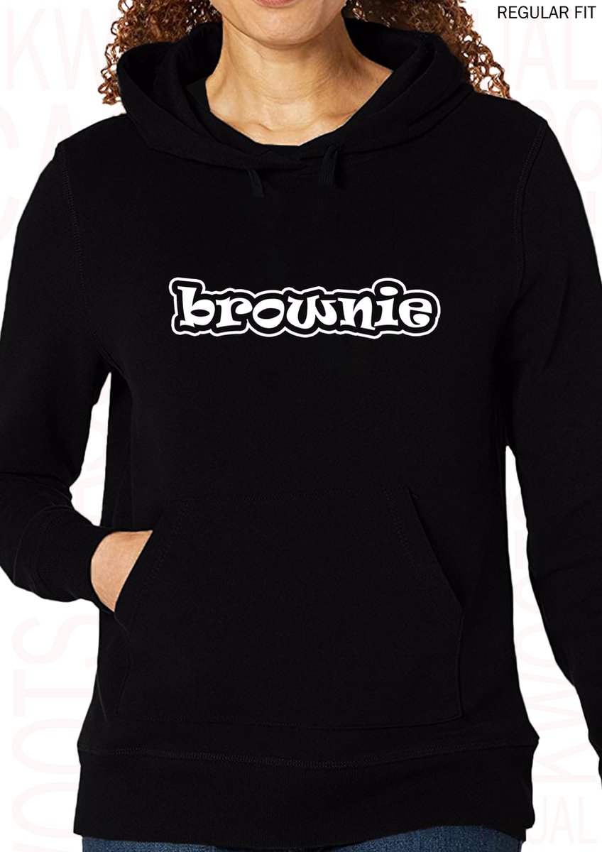 BROWNIE dames hoodie - Zwart - Maat 3XL - Lange mouwen - Met capuchon & steekzakken - Regular Fit - Grappige teksten - Leuke hoodies | truien | sweaters - Humor - Quotes - Kwoots - Cadeau - Donker haar